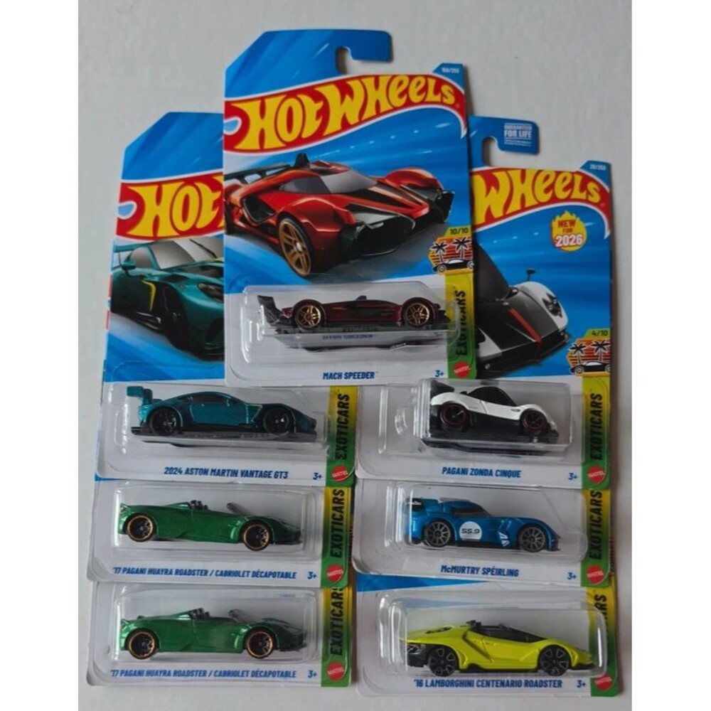 Hot Wheels 2026 Exotics 7-Car Set - Lamborghini & Pagani Diecast Toy Lot - New